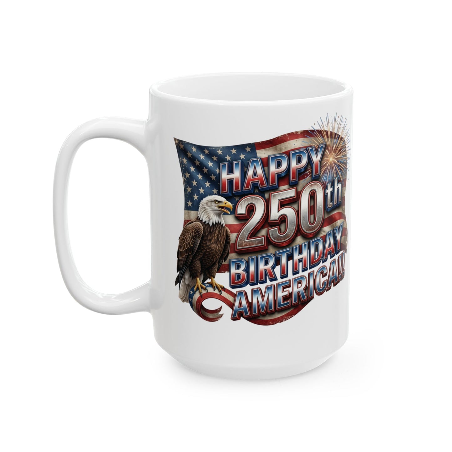Patriotic Eagle Ceramic Mug | Happy 4th of July Americana Coffee Cup | 11oz & 15oz