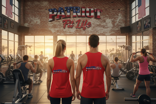Patriot American Flag Tank Top - PATRIOT Chest Print Graphic Tee