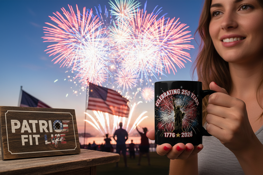 Celebrating 250 Years 1776-2026 Black Mug | Patriotic Anniversary Coffee Cup