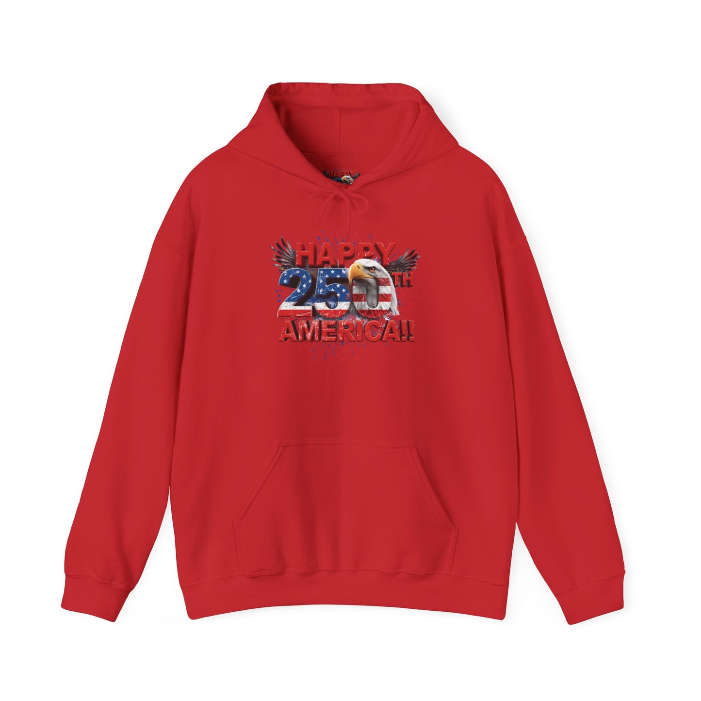 Happy 4th of July Hoodie | Patriotic Eagle & Flag Sweatshirt | America 250th | Gildan | S-5XL
