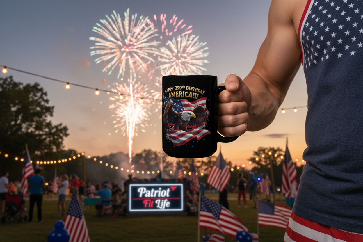 Happy 250th Birthday America Eagle Mug | Patriotic Ceramic Coffee Mug