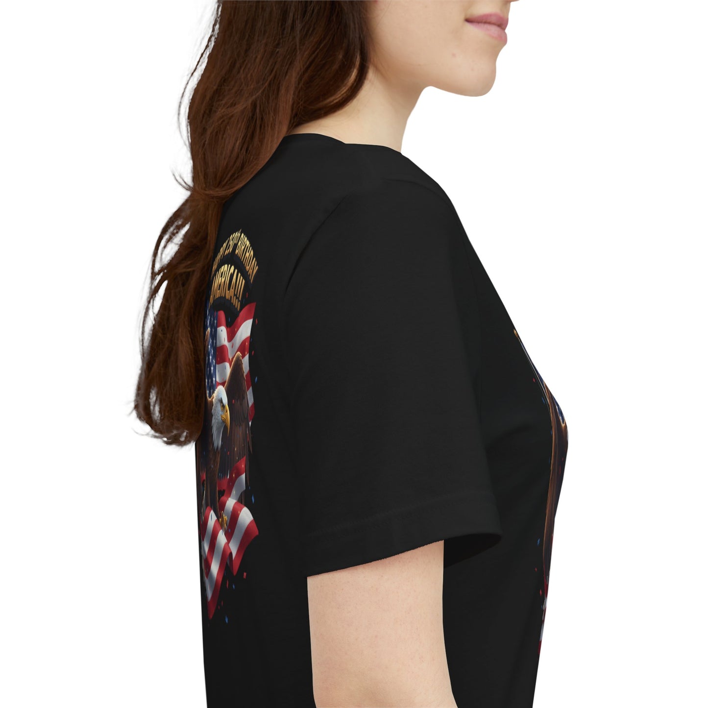 Happy 250th Birthday America Eagle T-Shirt  Patriotic Flag Tee