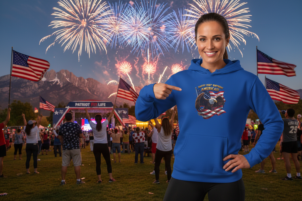Happy 250th Birthday America Hoodie | Patriotic Celebration Sweatshirt