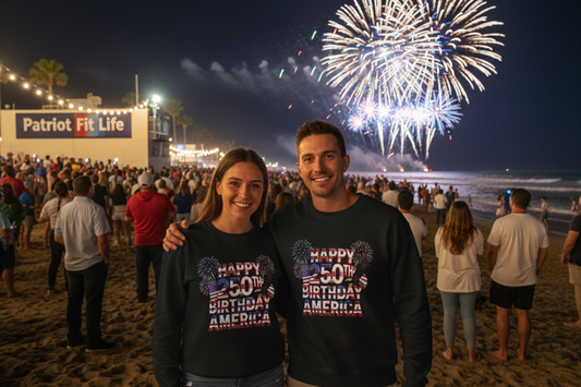 Happy 250th Birthday America Sweatshirt - Patriotic Fireworks Crewneck | Unisex