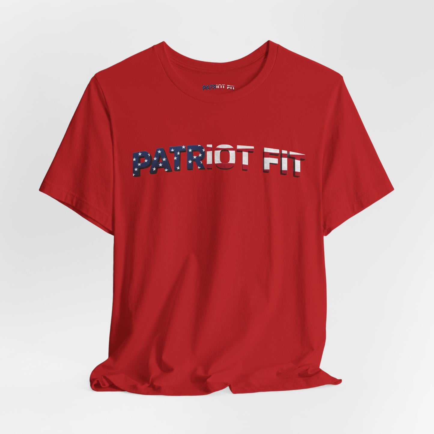 Patriot Fit T-Shirt — American Flag Text Athletic Tee