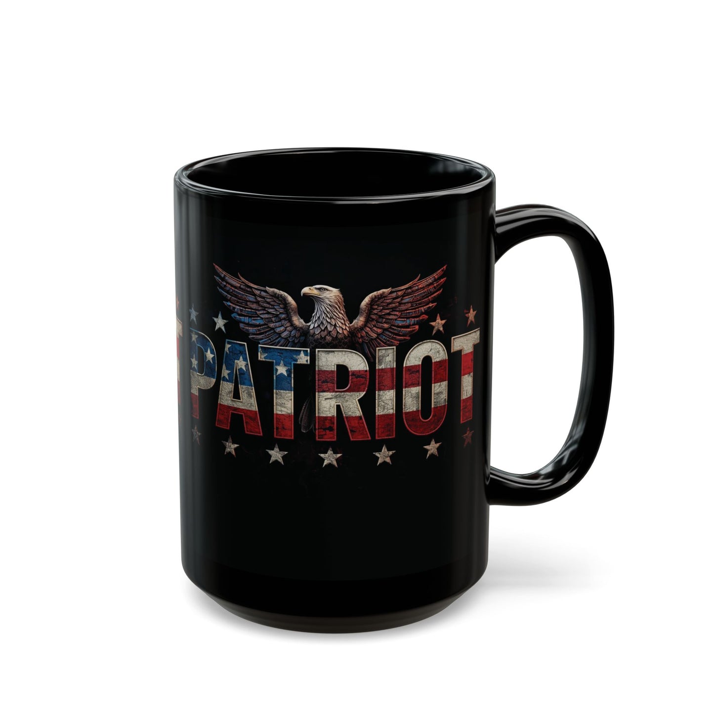 Patriot Eagle Black Coffee Mug  American Flag Ceramic Cup 11 oz 15 oz