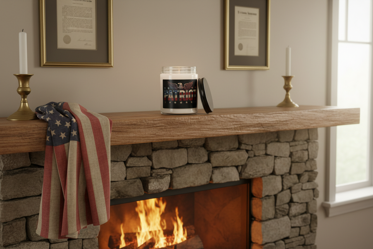 Patriot Eagle Soy Candle - 9oz Scented Glass Jar with Eagle & American Flag