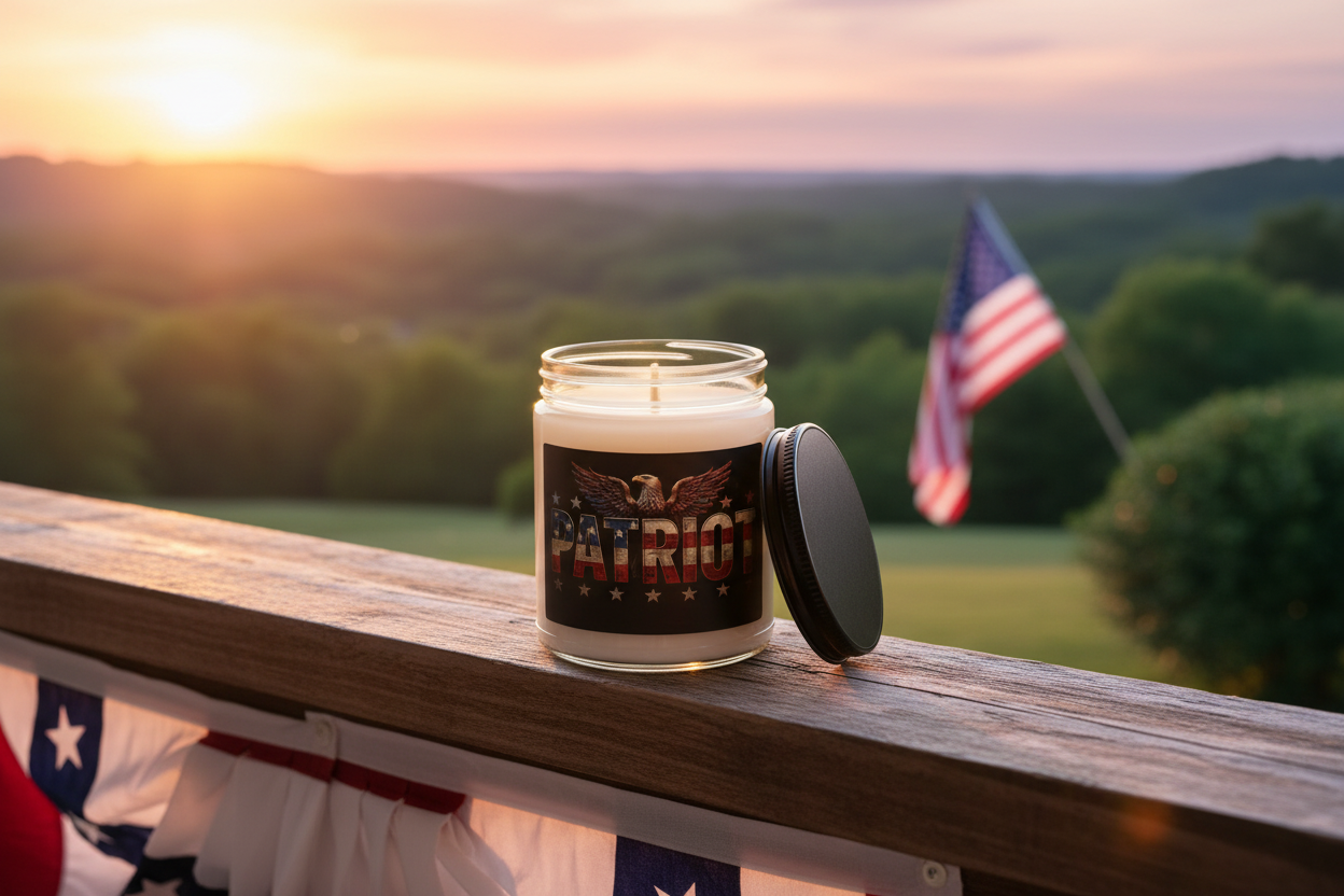 Patriot Eagle Soy Candle - 9oz Scented Glass Jar with Eagle & American Flag