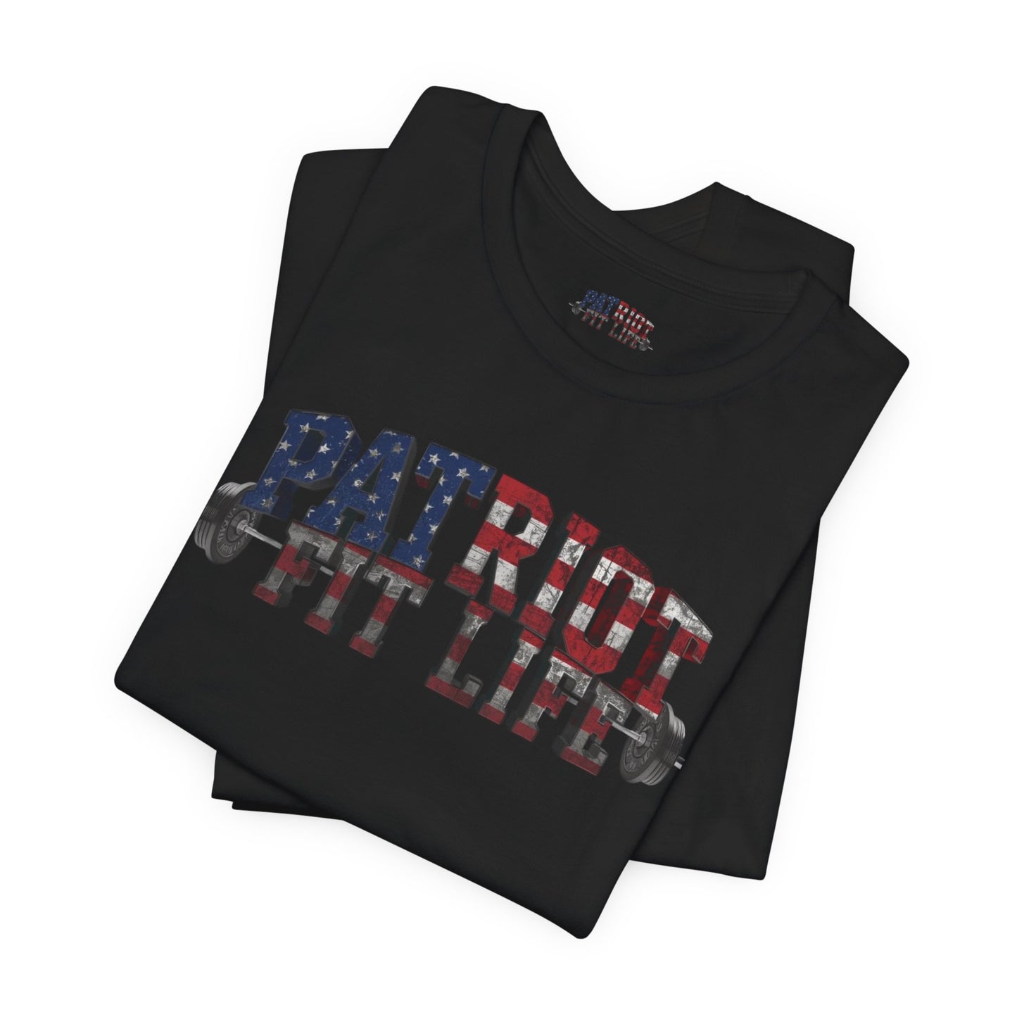 Patriot Fit Life T-Shirt | American Flag Barbell Fitness Tee
