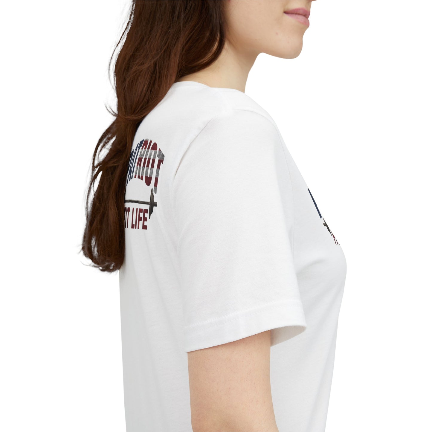 Patriot Fit Life T-Shirt | American Flag Barbell Gym Tee