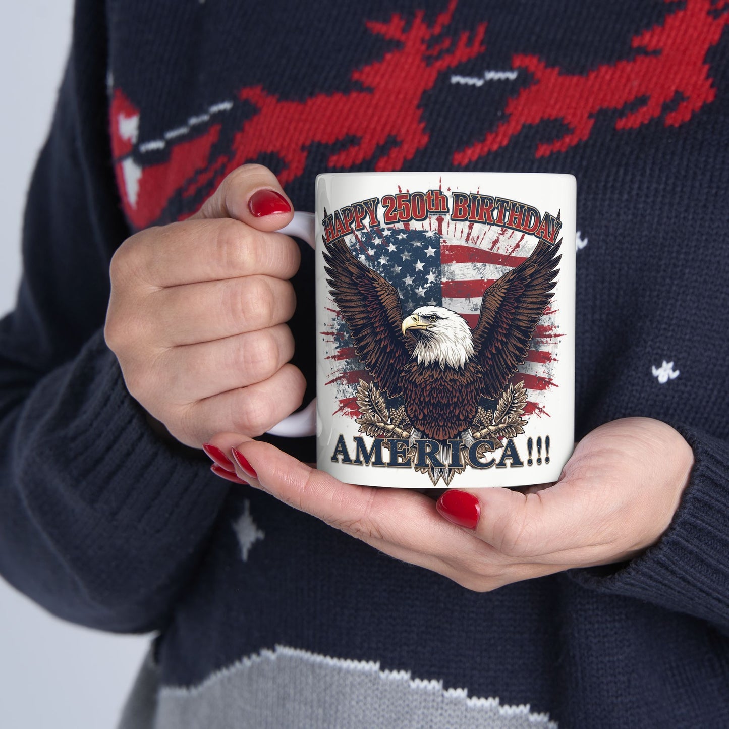 Happy 250th Birthday America Mug | Patriotic Eagle Coffee Cup