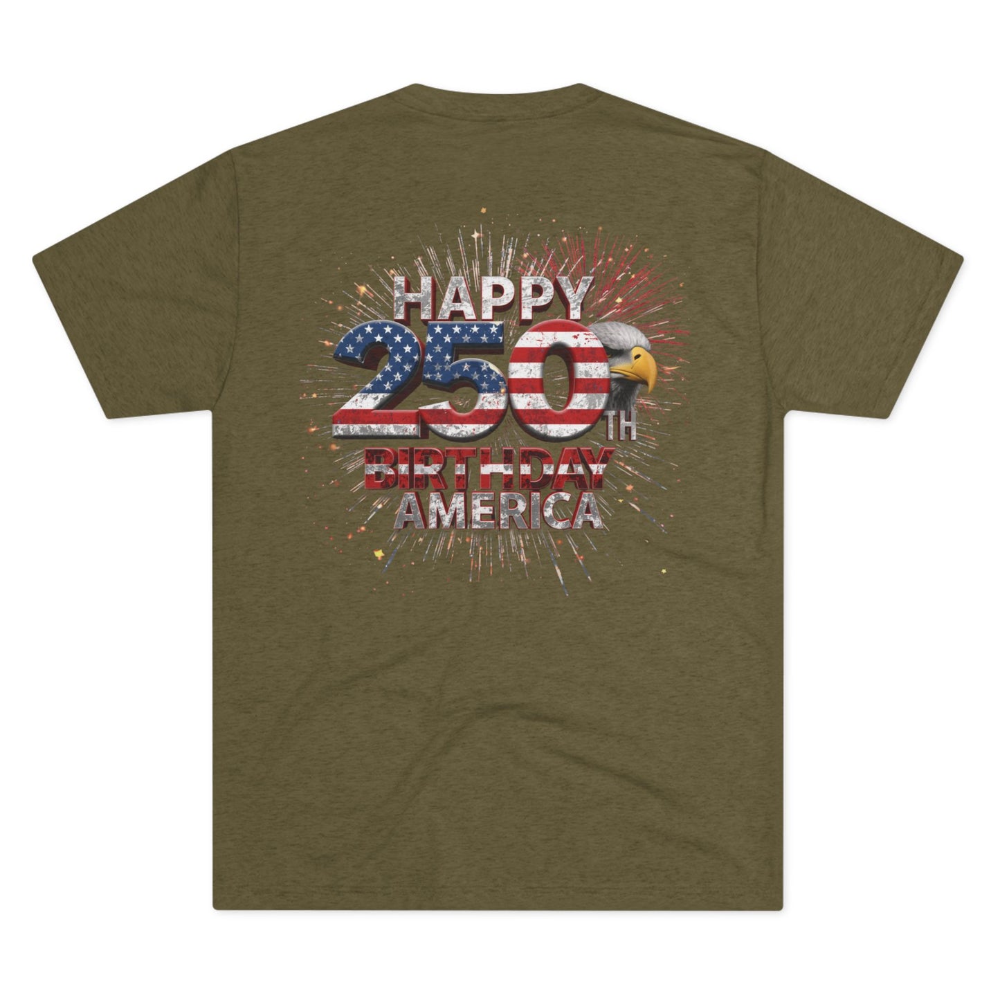 Happy 250th Birthday America Vintage T-Shirt | Patriotic Eagle 250 Tri-Blend Tee | 1776-2026