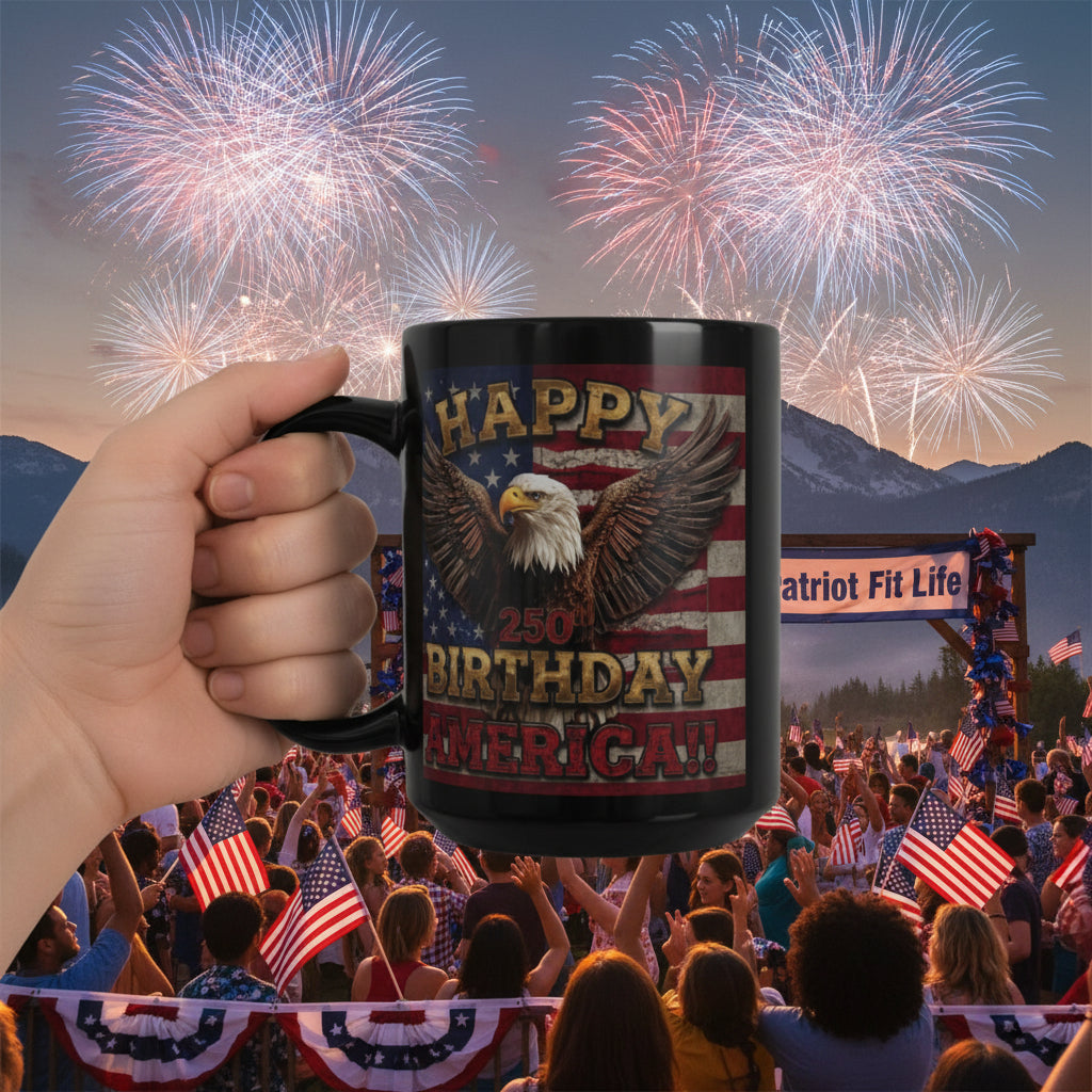 Happy 250th Birthday America Mug - Patriotic Eagle Coffee Cup
