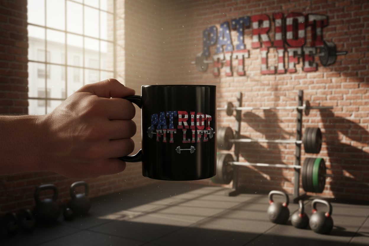 Patriot Fit Life Mug | American Flag Weightlifting Coffee Cup
