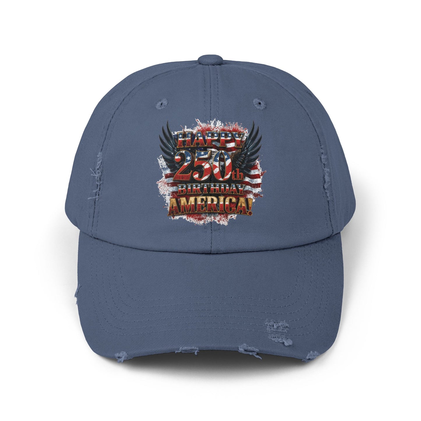 Happy 250th Birthday America Distressed Baseball Cap | Vintage Flag Hat