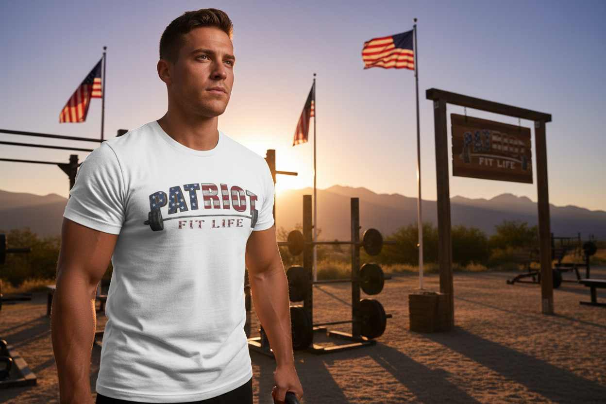 Patriot Fit Life T-Shirt | American Flag Weightlifting Gym Tee