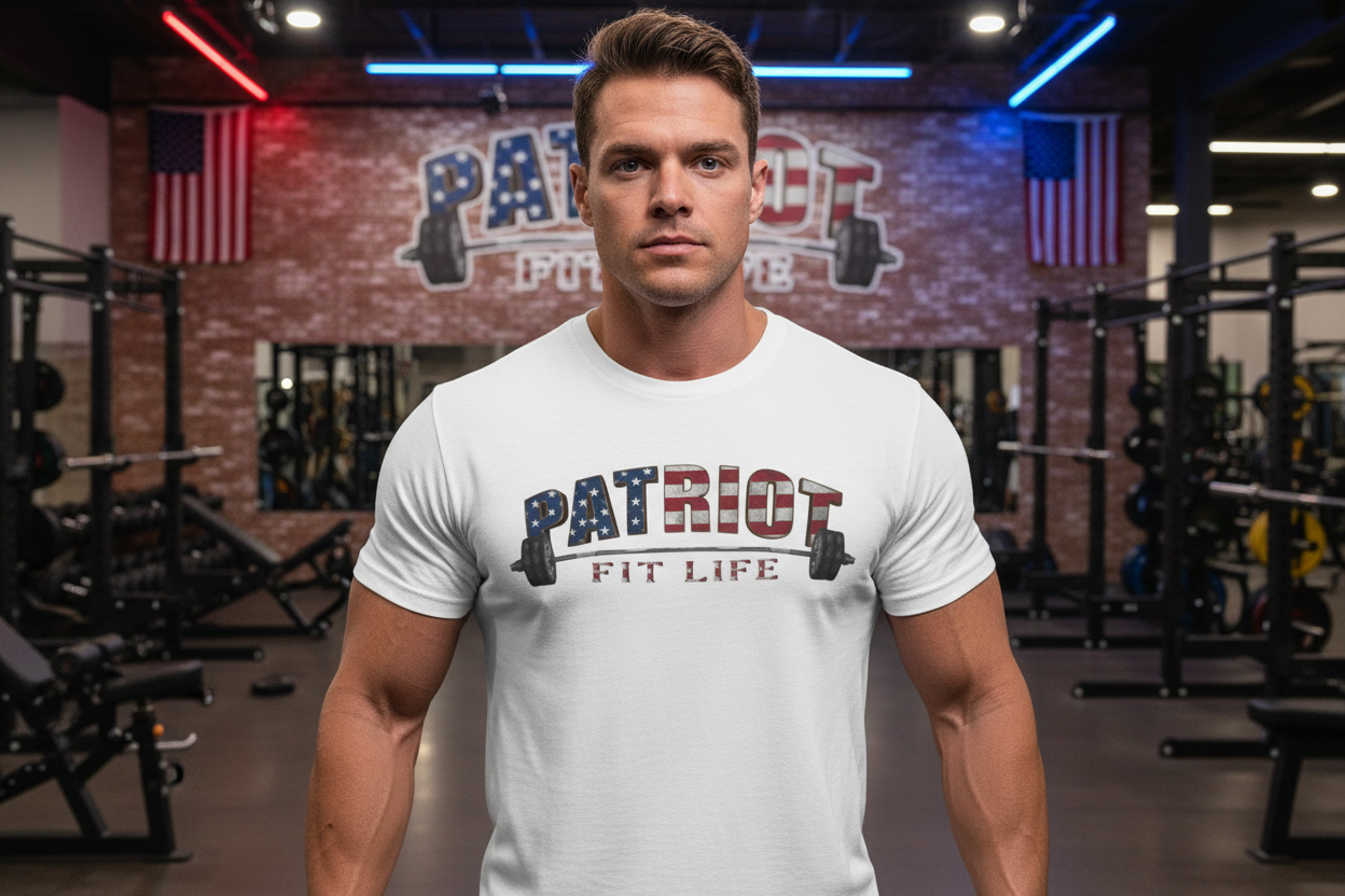Patriot Fit Life T-Shirt | American Flag Weightlifting Gym Tee
