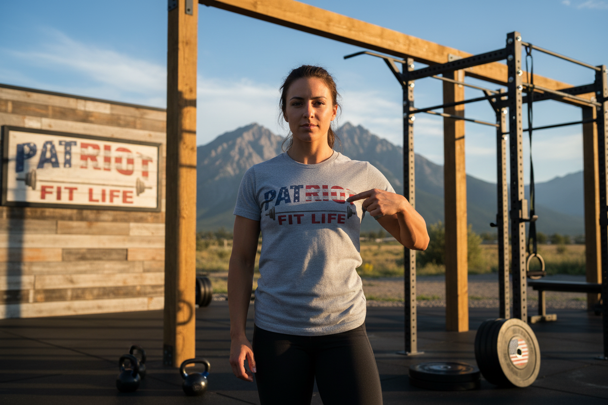 Patriot Fit Life T-Shirt | American Flag Barbell Gym Tee