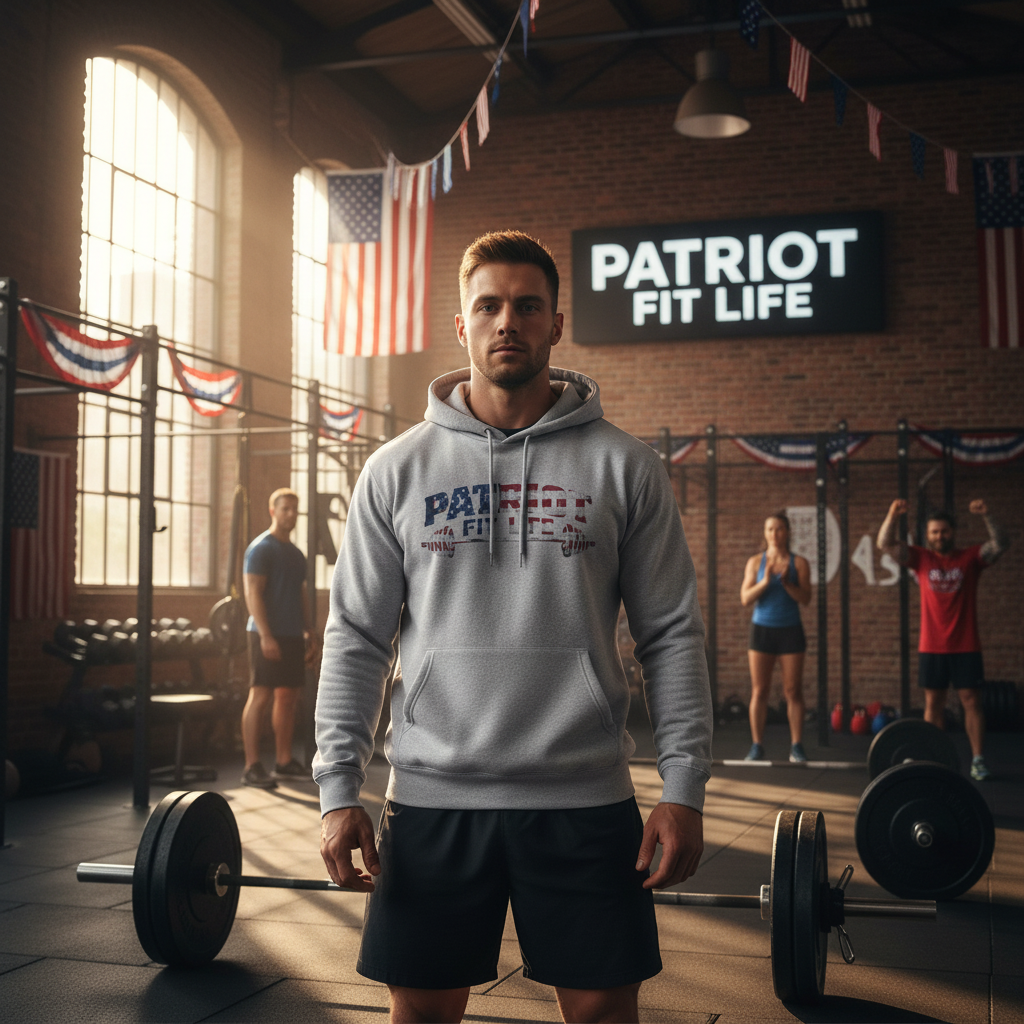 Patriot Fit Life Hoodie | American Flag Barbell Gym Hoodie