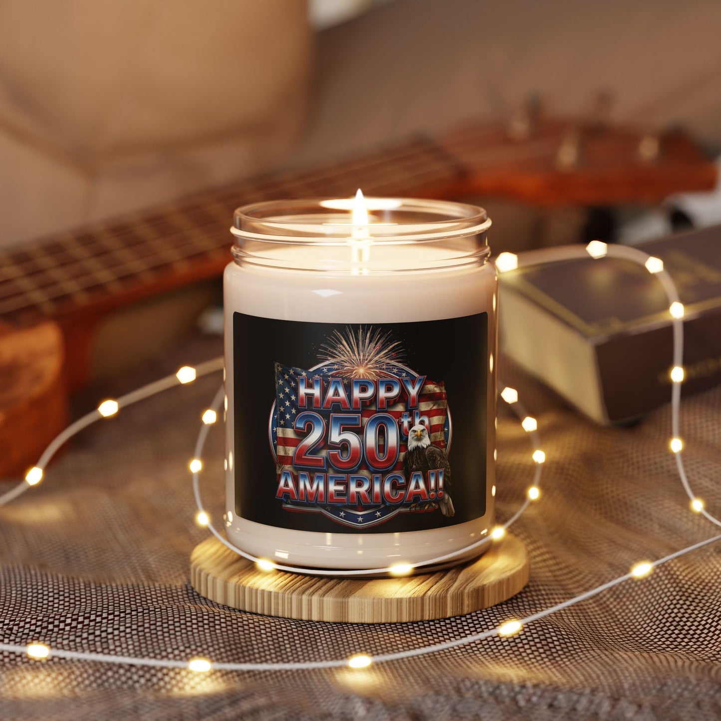 Happy 250th Birthday America Soy Candle | Patriotic 9oz Scented Jar Candle | July 4th 2026 Gift