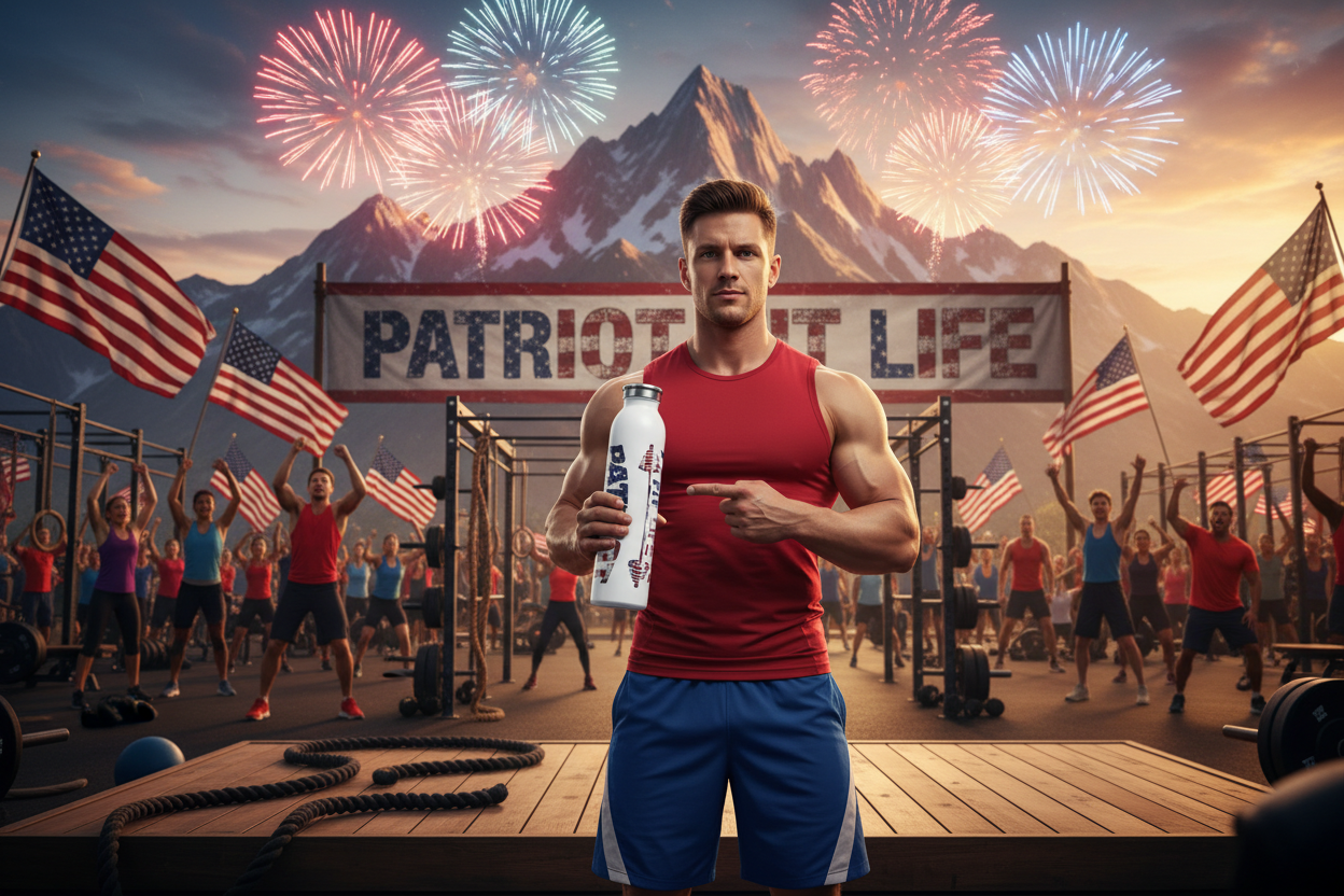 Patriot Fit Life 20oz Slim Water Bottle | American Flag Fitness Bottle