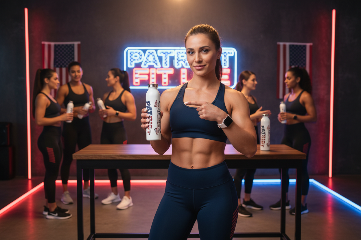 Patriot Fit Life 20oz Slim Water Bottle | American Flag Fitness Bottle