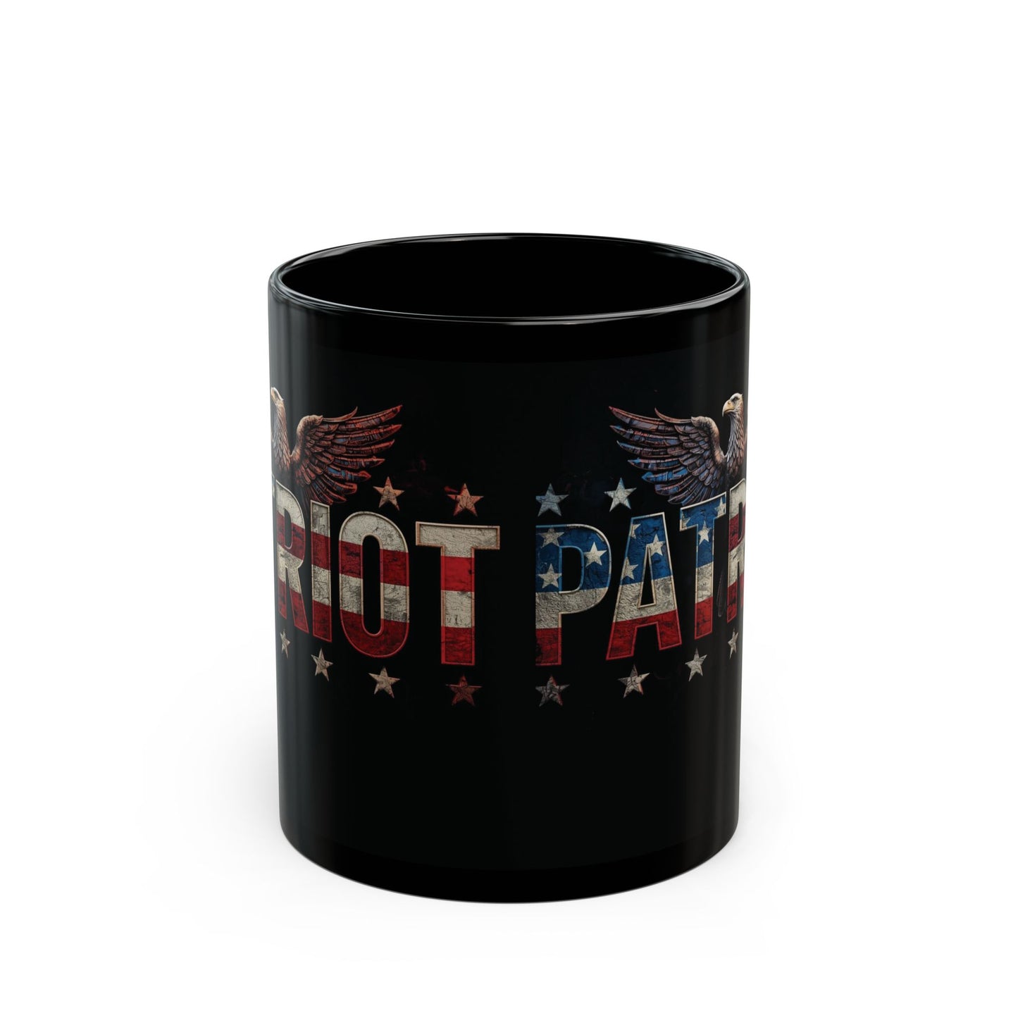 Patriot Eagle Black Coffee Mug  American Flag Ceramic Cup 11 oz 15 oz