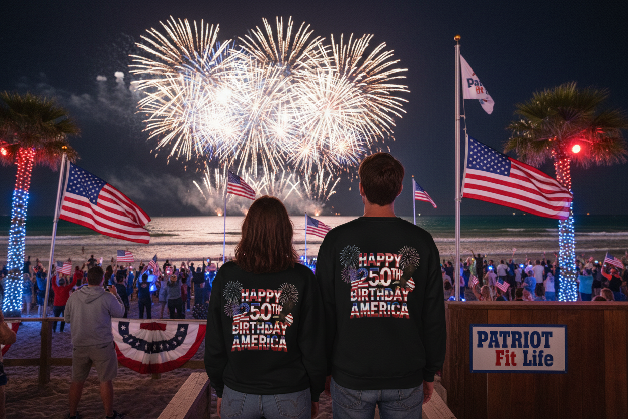 Happy 250th Birthday America Sweatshirt - Patriotic Fireworks Crewneck | Unisex