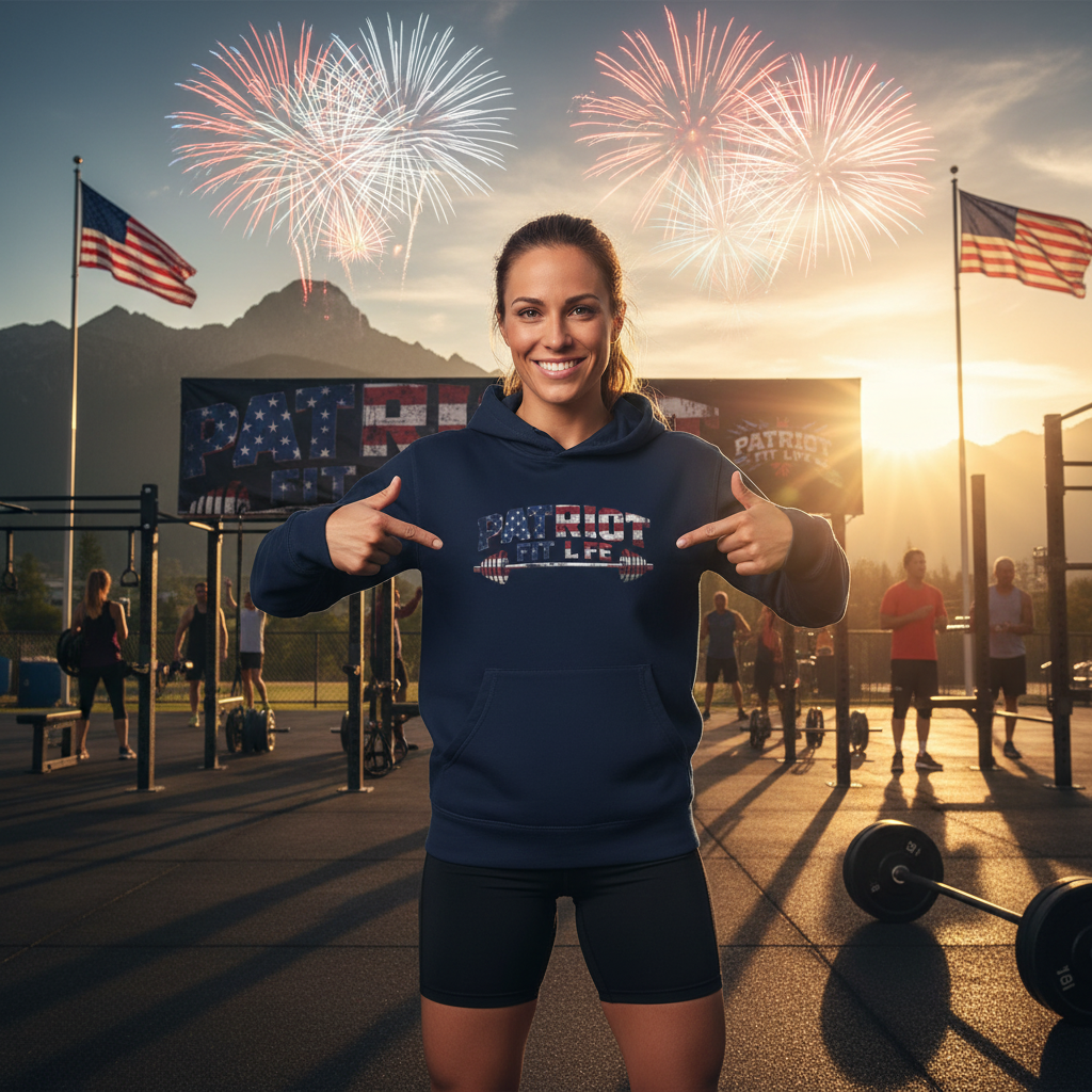 Patriot Fit Life Hoodie | American Flag Barbell Gym Hoodie