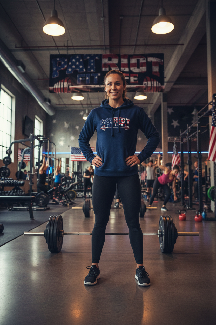 Patriot Fit Life Hoodie | American Flag Barbell Gym Hoodie