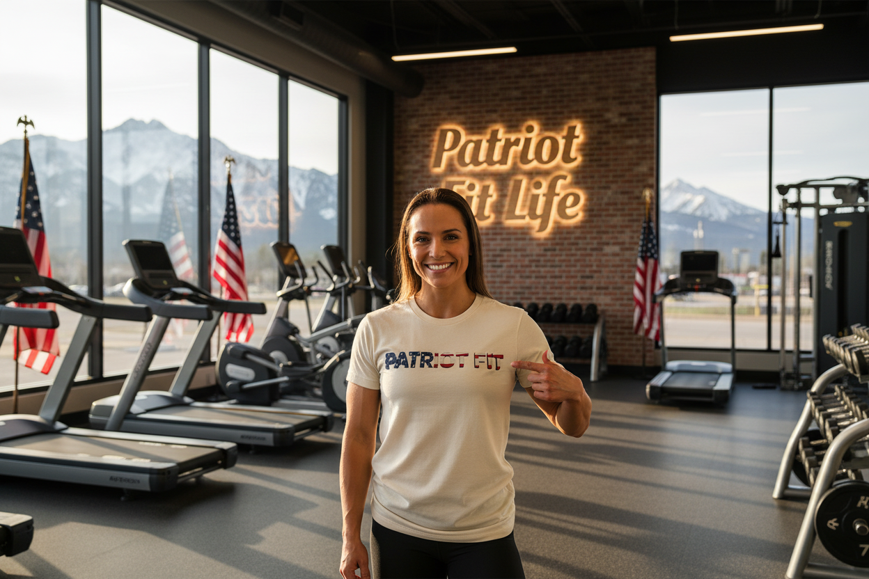 Patriot Fit T-Shirt — American Flag Text Athletic Tee