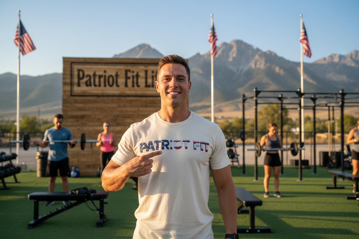 Patriot Fit T-Shirt — American Flag Text Athletic Tee