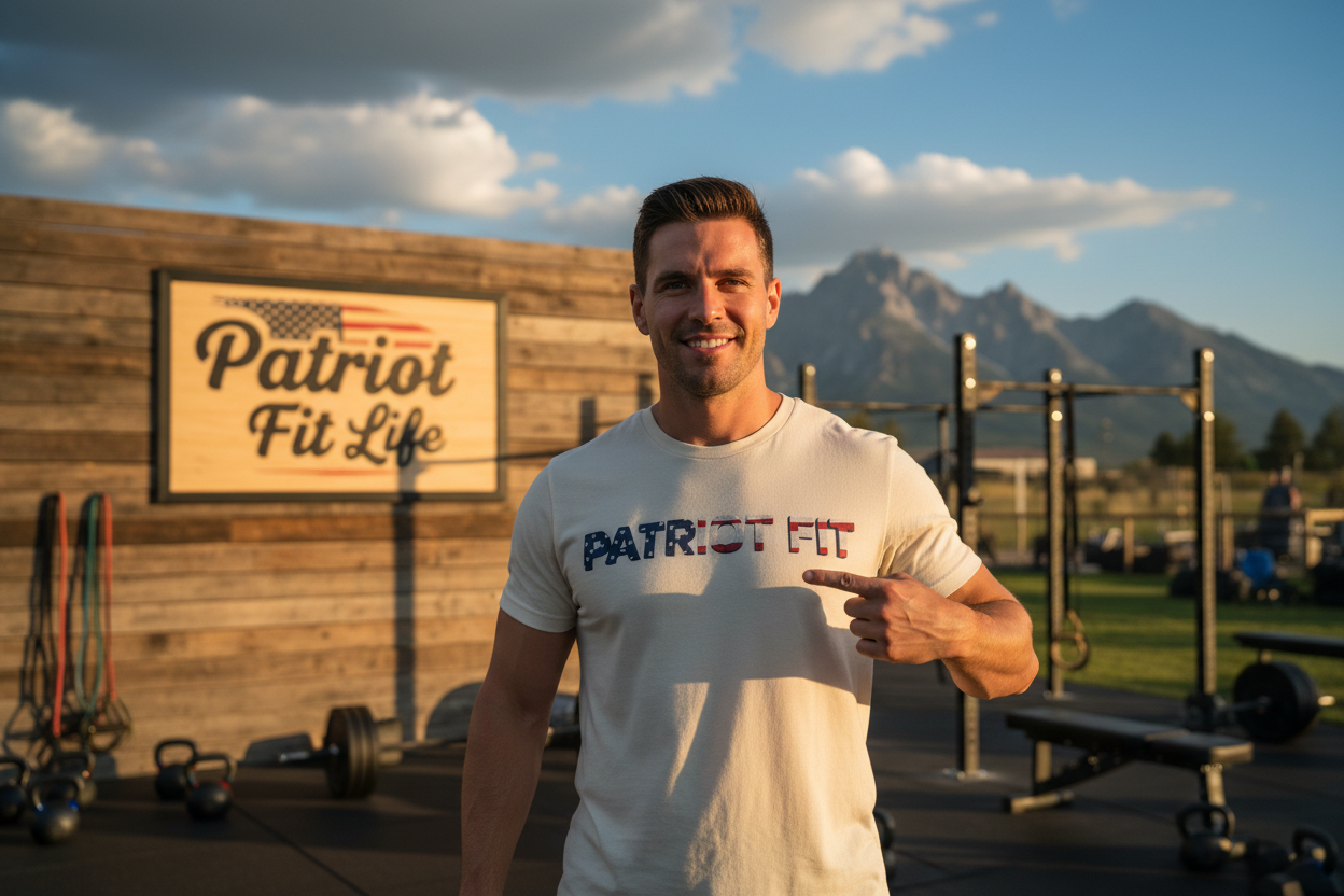 Patriot Fit T-Shirt — American Flag Text Athletic Tee