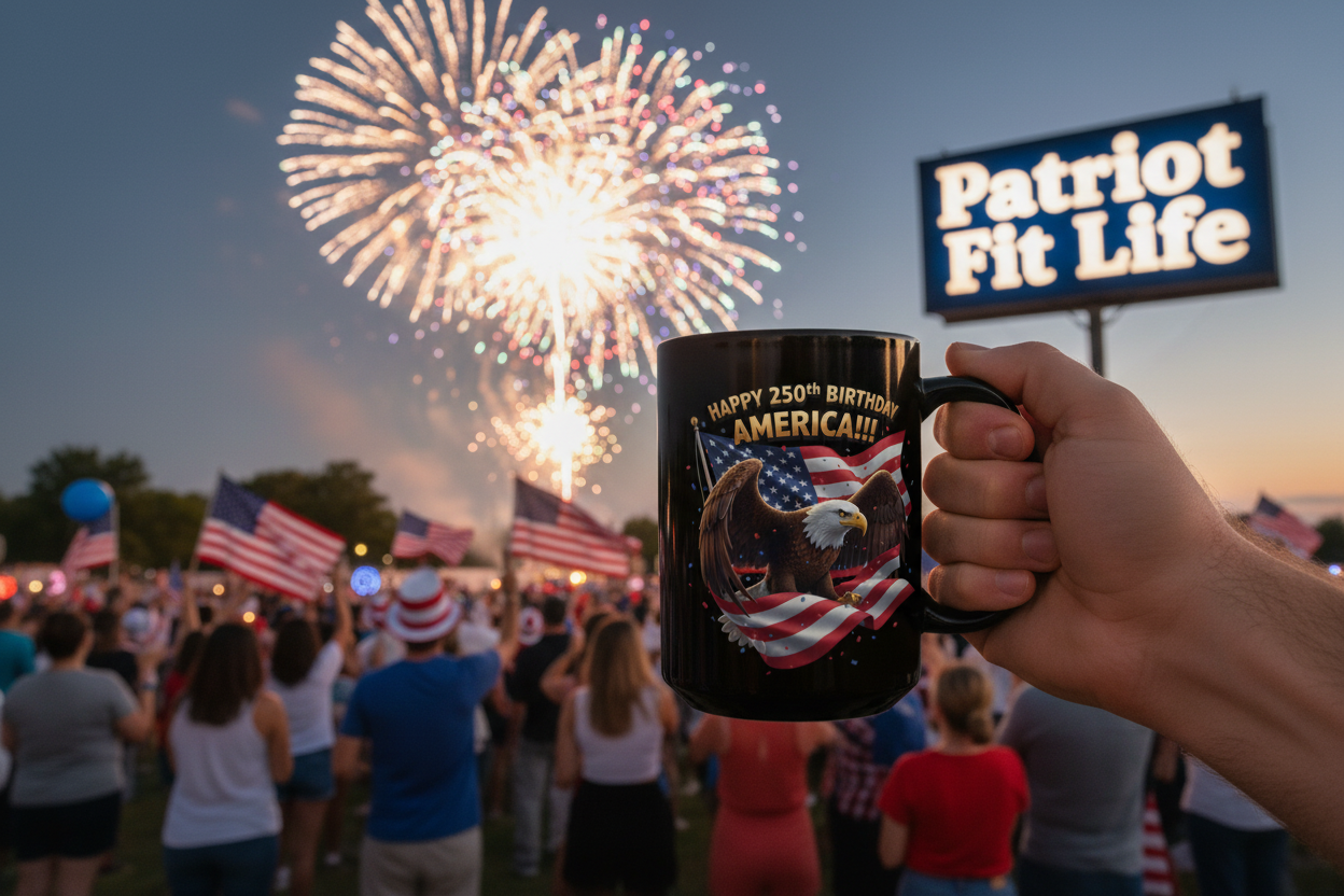 Happy 250th Birthday America Eagle Mug | Patriotic Ceramic Coffee Mug