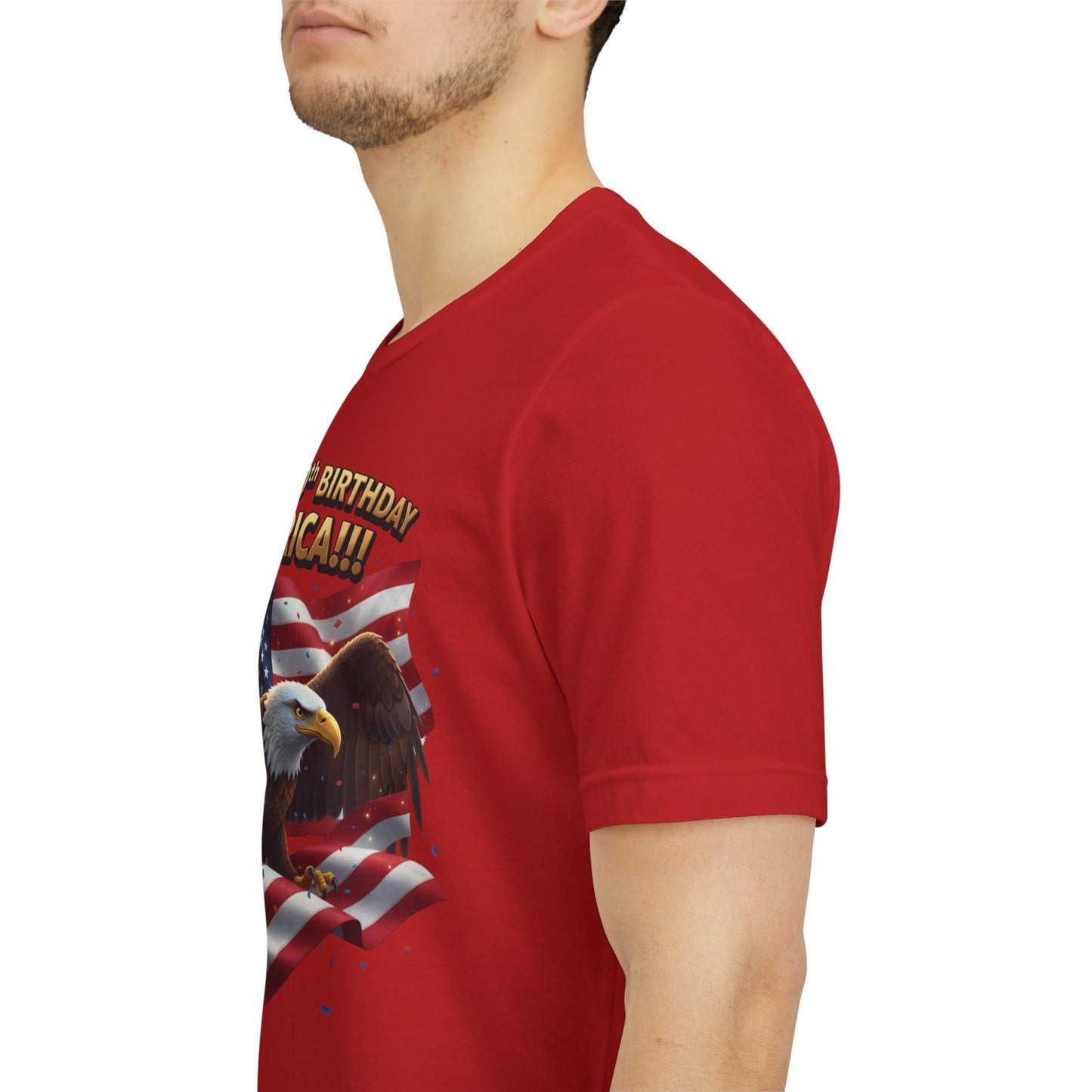 Happy 250th Birthday America Eagle T-Shirt  Patriotic Flag Tee