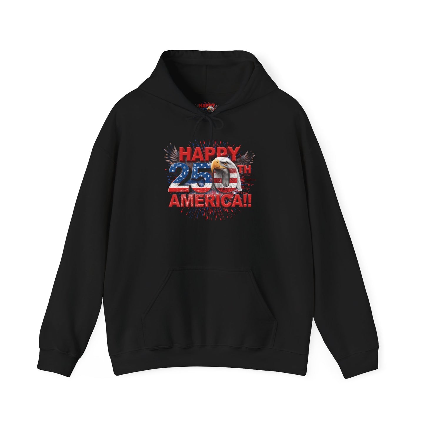 Happy 4th of July Hoodie | Patriotic Eagle & Flag Sweatshirt | America 250th | Gildan | S-5XL
