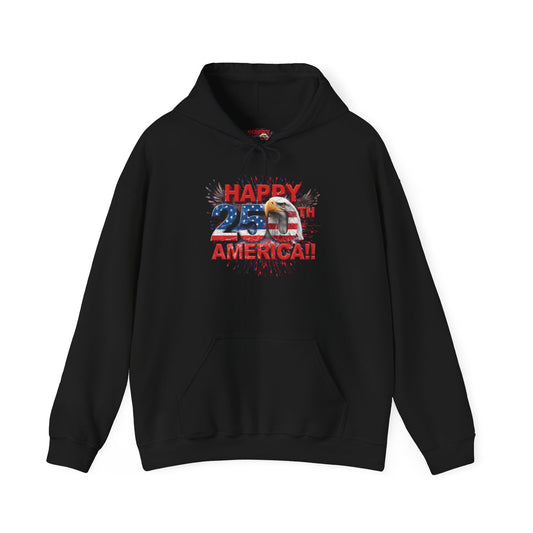 Happy 4th of July Hoodie | Patriotic Eagle & Flag Sweatshirt | America 250th | Gildan | S-5XL