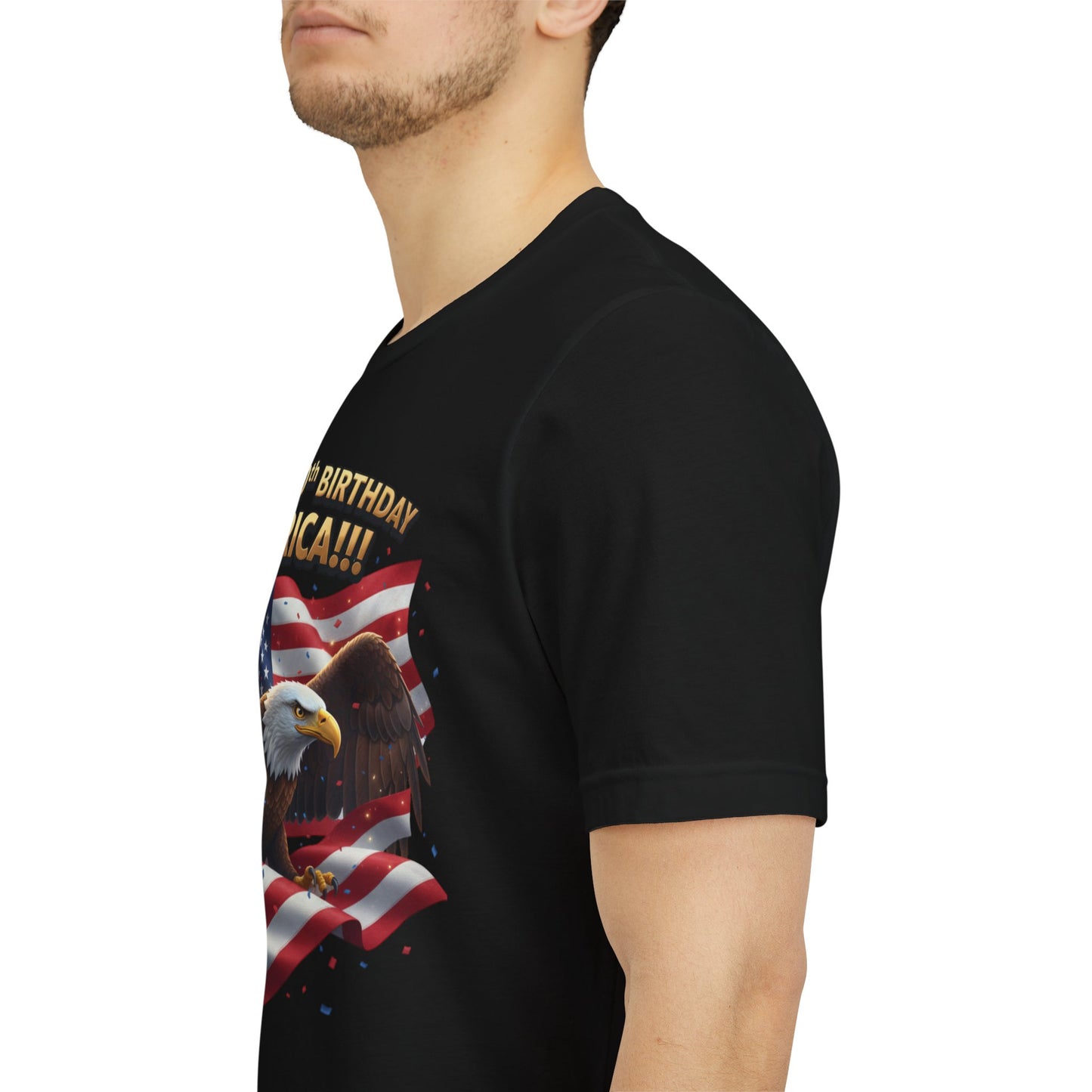 Happy 250th Birthday America Eagle T-Shirt  Patriotic Flag Tee
