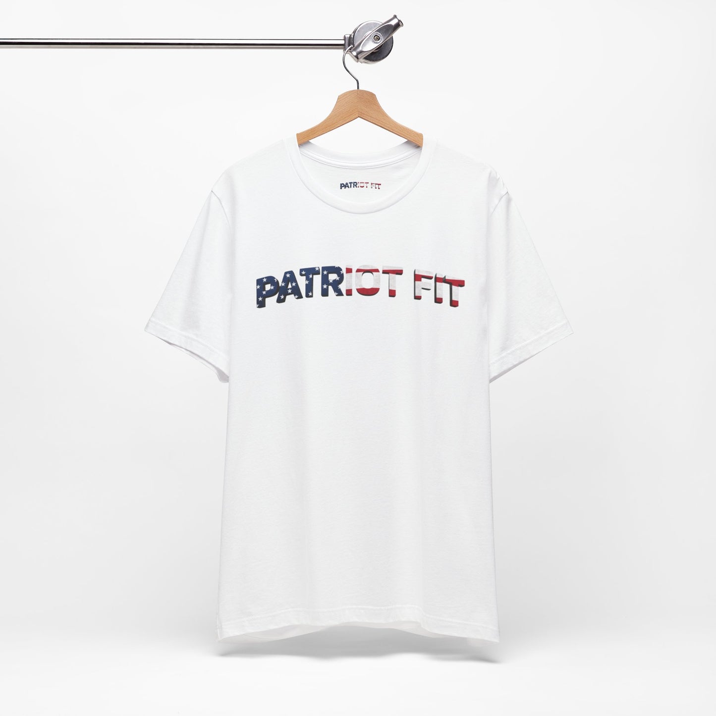 Patriot Fit T-Shirt — American Flag Text Athletic Tee