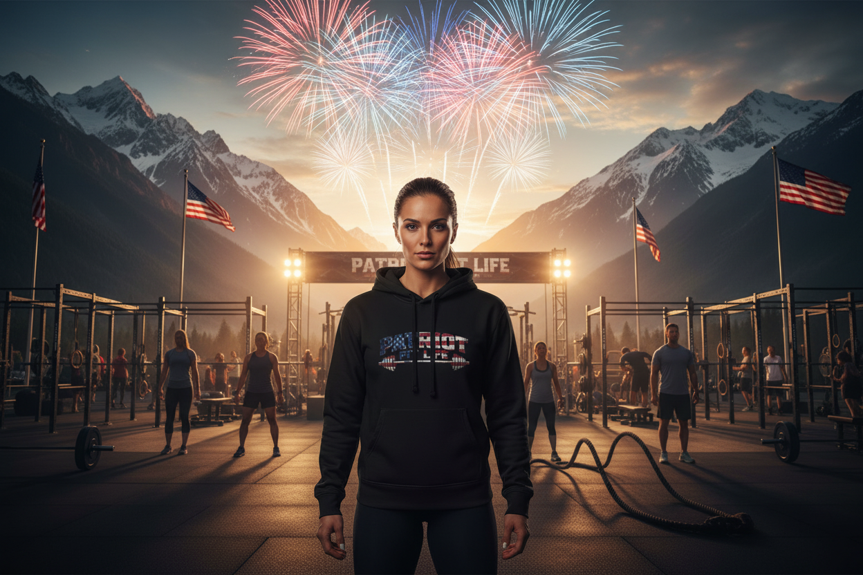 Patriot Fit Life Hoodie | American Flag Barbell Gym Hoodie