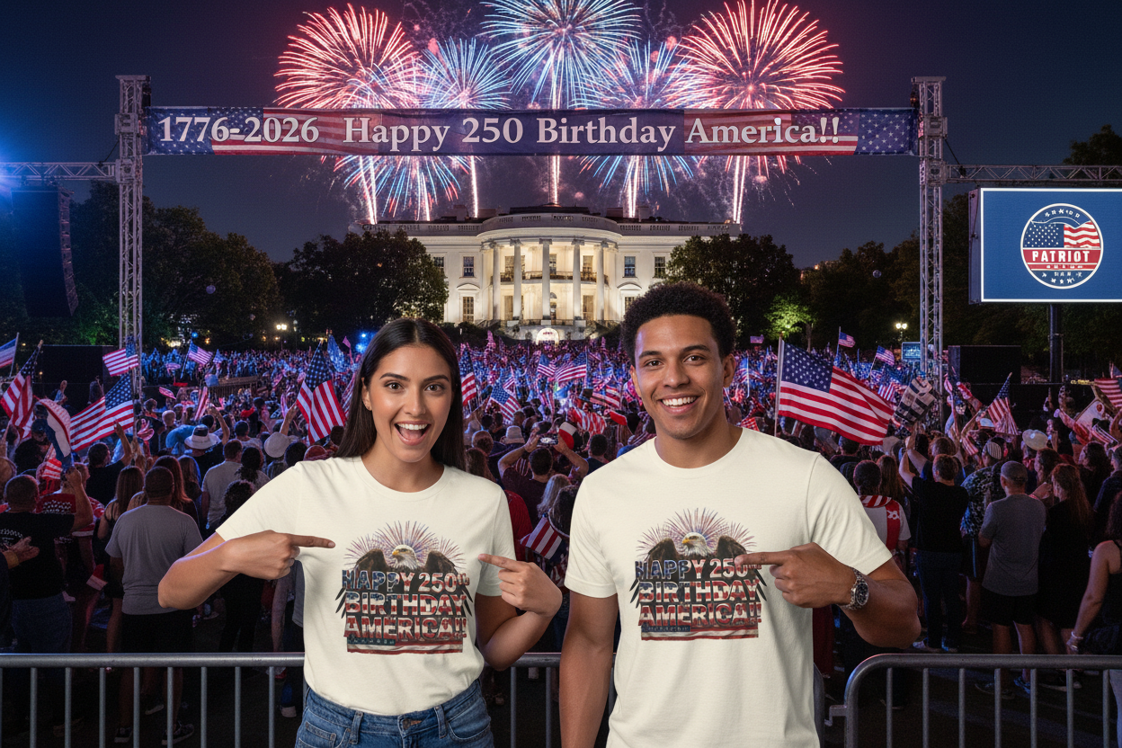 Happy 250th Birthday America T-Shirt | Patriotic Eagle & Flag Tee | Bella Canvas | XS-4XL