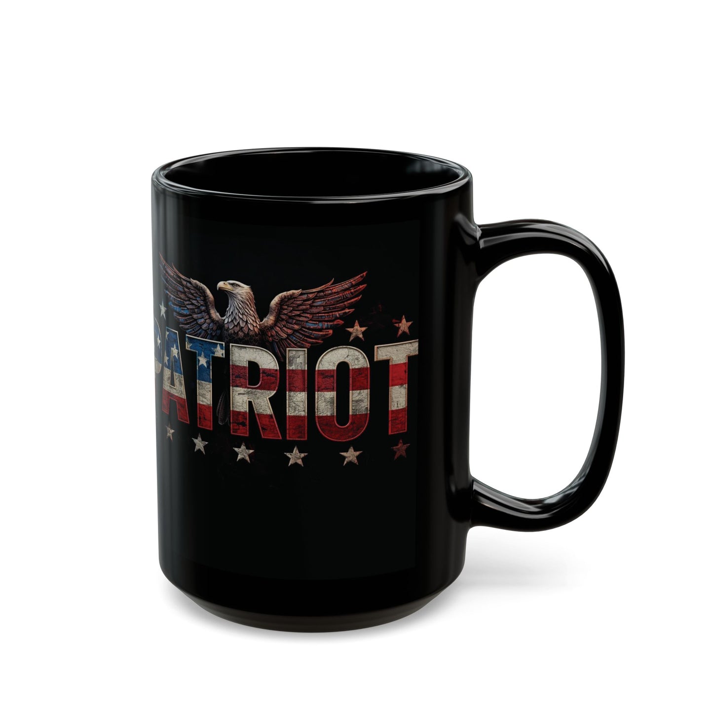 Patriot Eagle Black Coffee Mug  American Flag Ceramic Cup 11 oz 15 oz