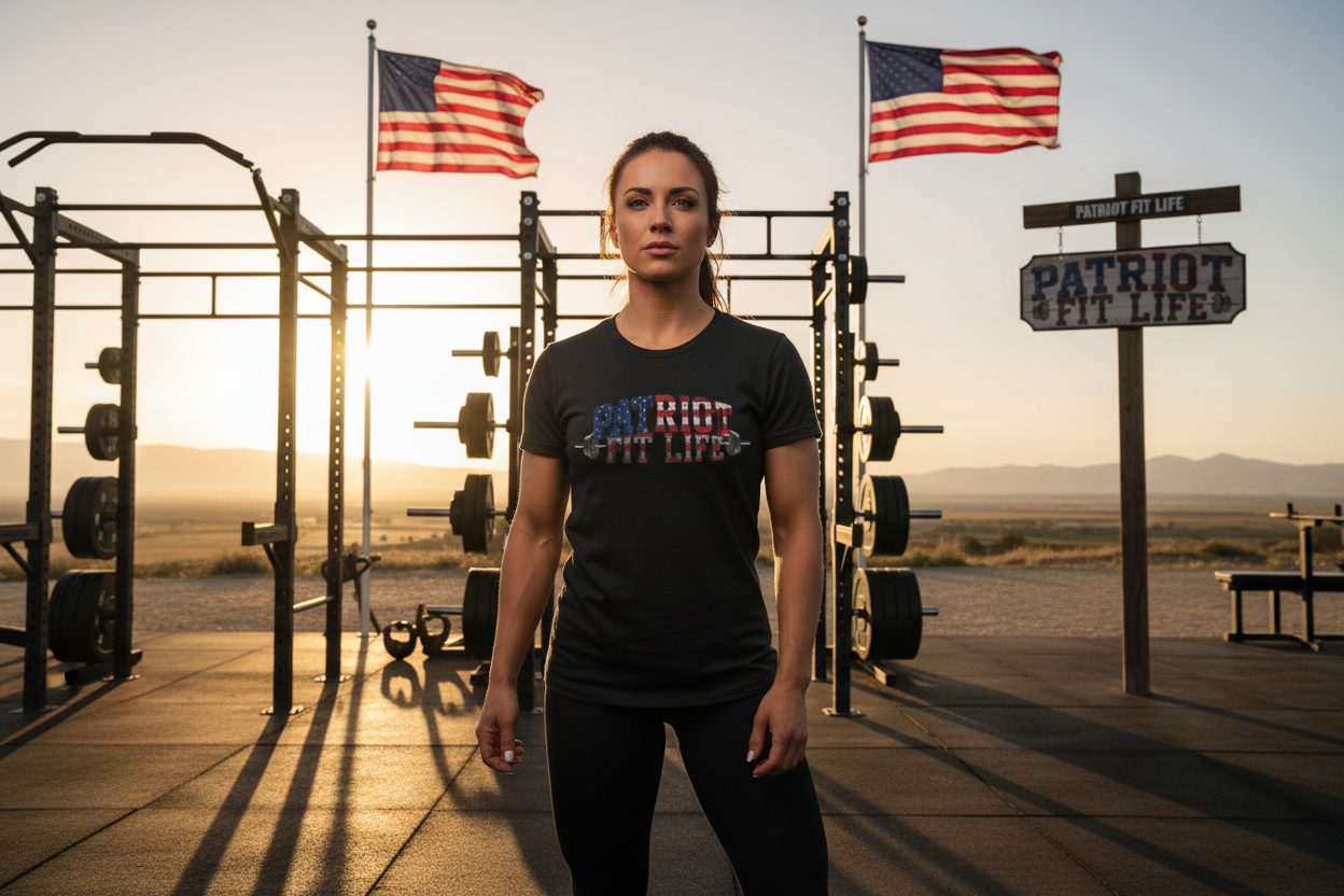 Patriot Fit Life T-Shirt | American Flag Barbell Fitness Tee