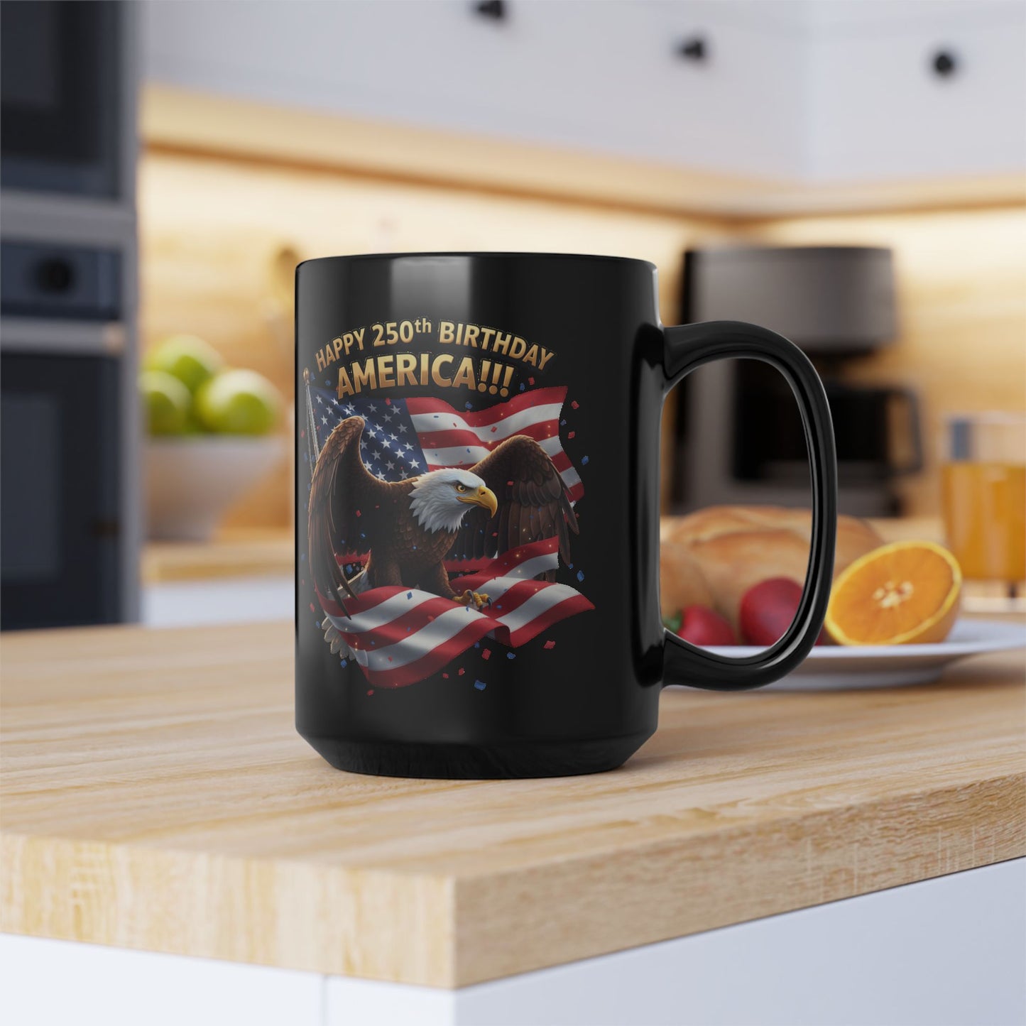 Happy 250th Birthday America Eagle Mug | Patriotic Ceramic Coffee Mug