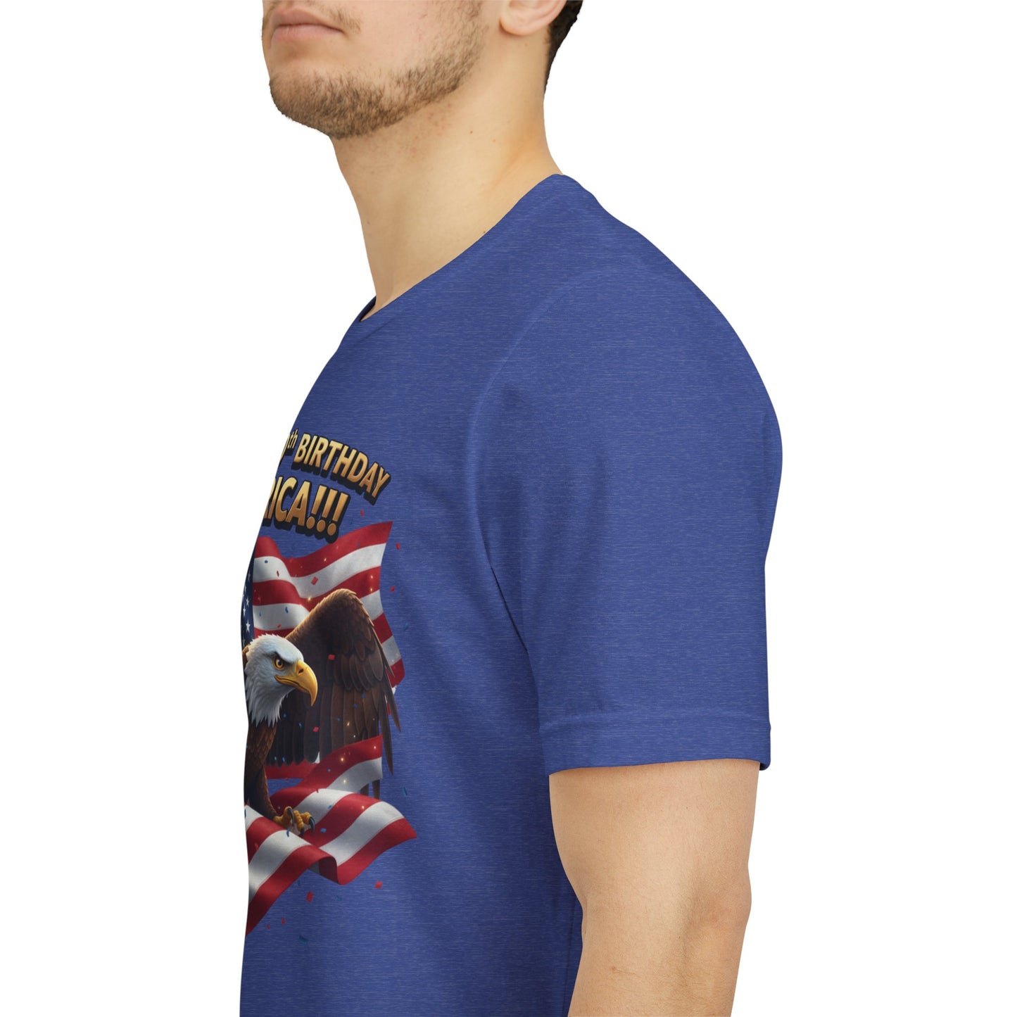 Happy 250th Birthday America Eagle T-Shirt  Patriotic Flag Tee