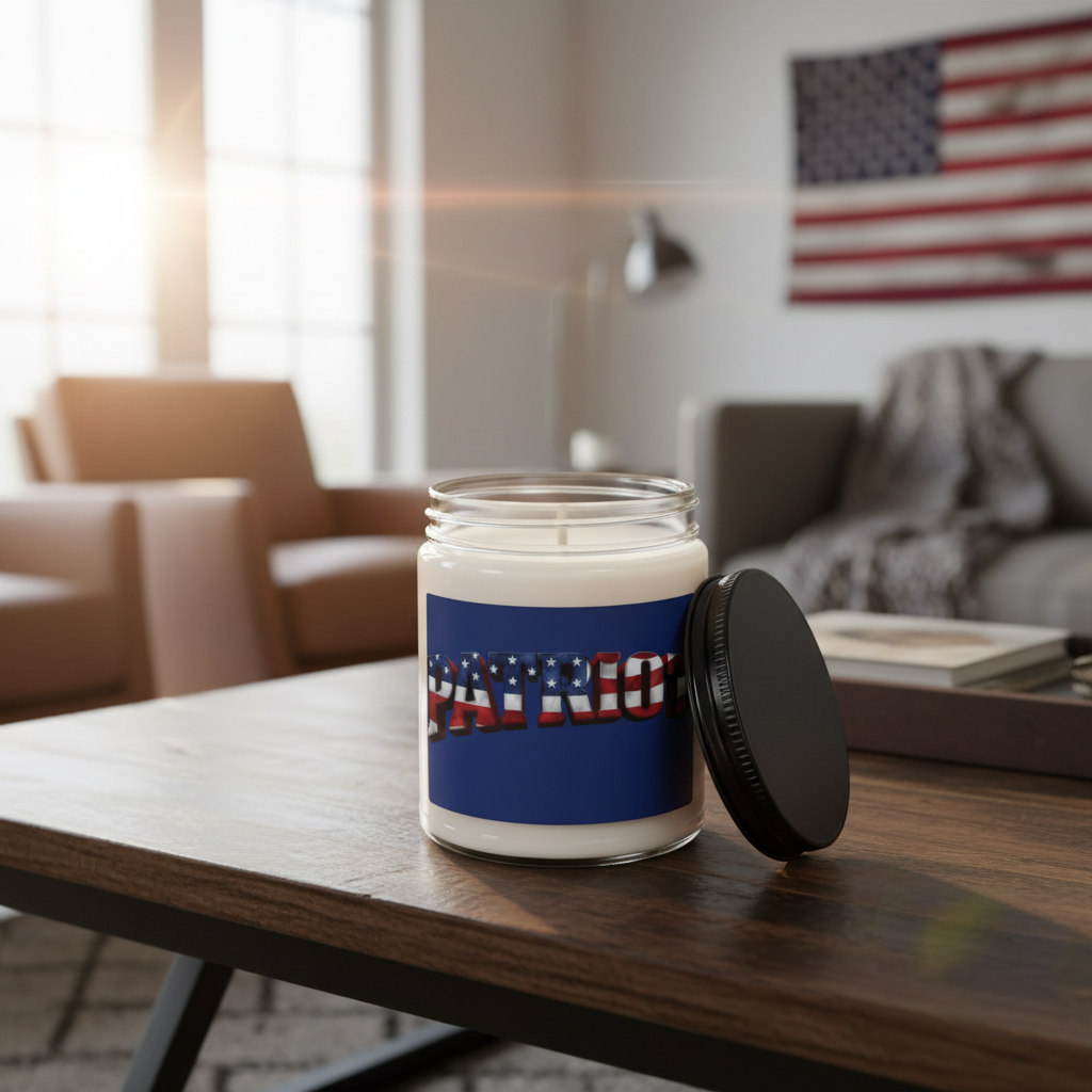 Patriot Soy Candle - 9oz Scented Glass Jar with American Flag Design