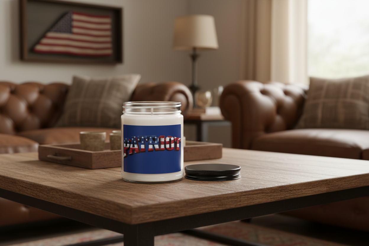 Patriot Soy Candle - 9oz Scented Glass Jar with American Flag Design