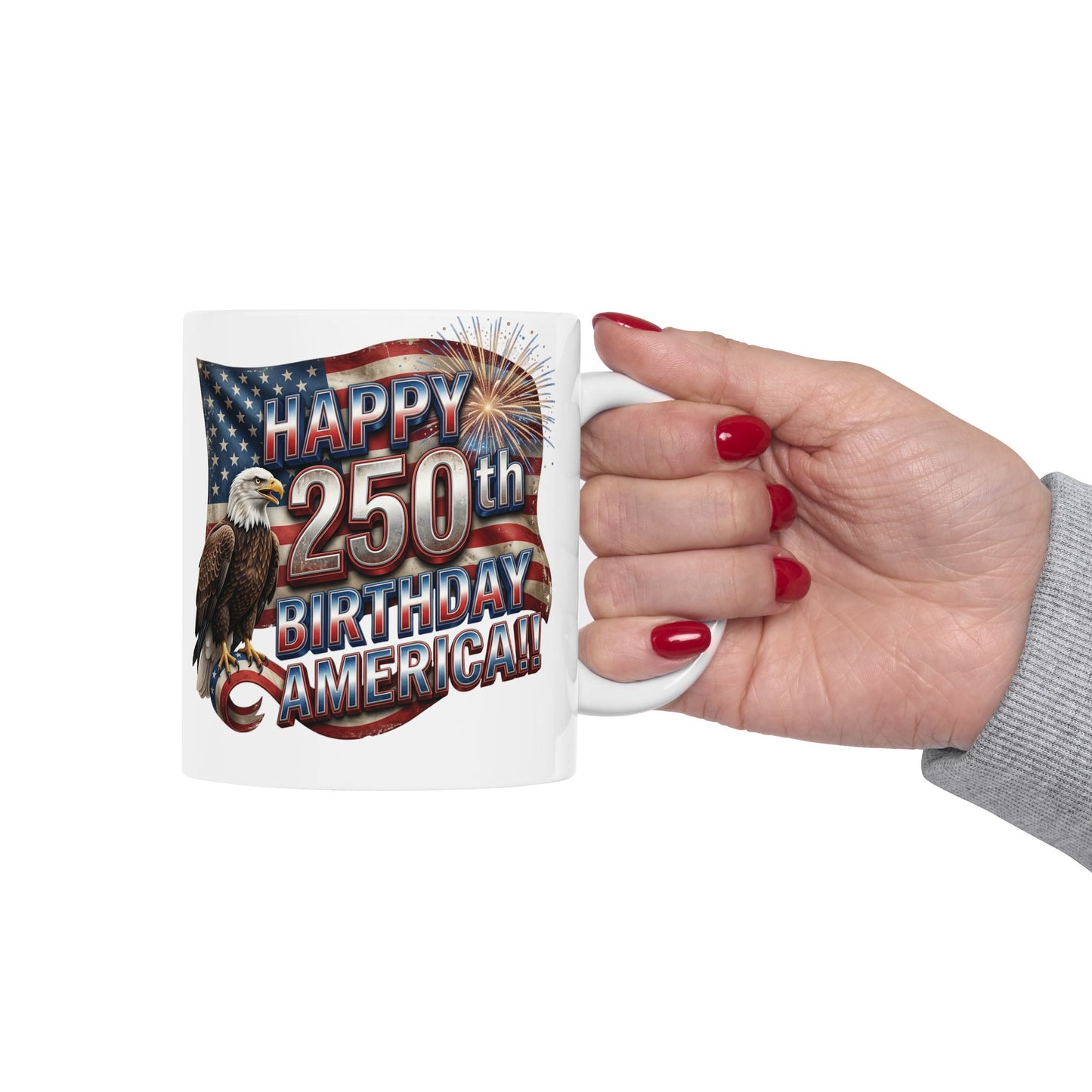 Patriotic Eagle Ceramic Mug | Happy 4th of July Americana Coffee Cup | 11oz & 15oz