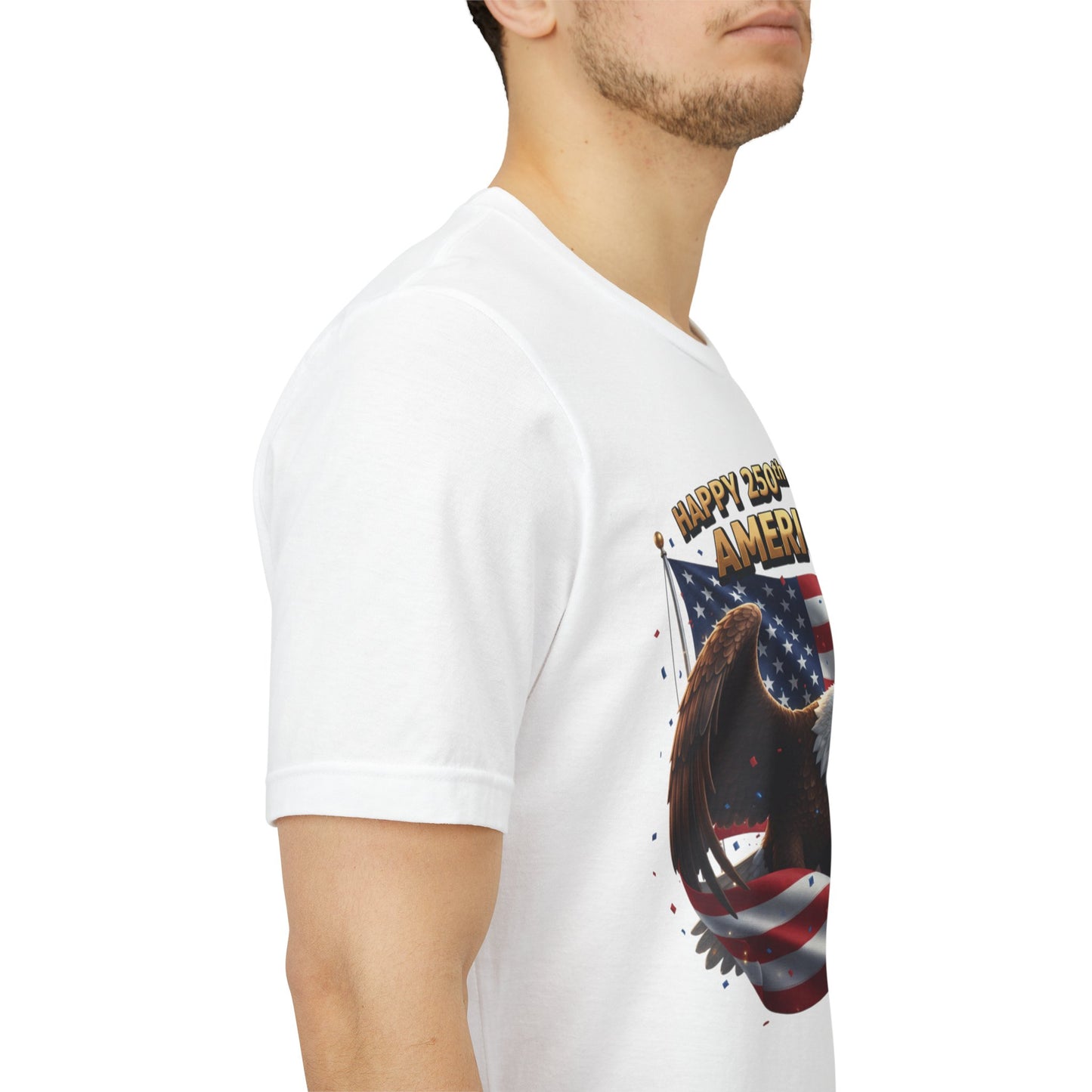 Happy 250th Birthday America Eagle T-Shirt  Patriotic Flag Tee