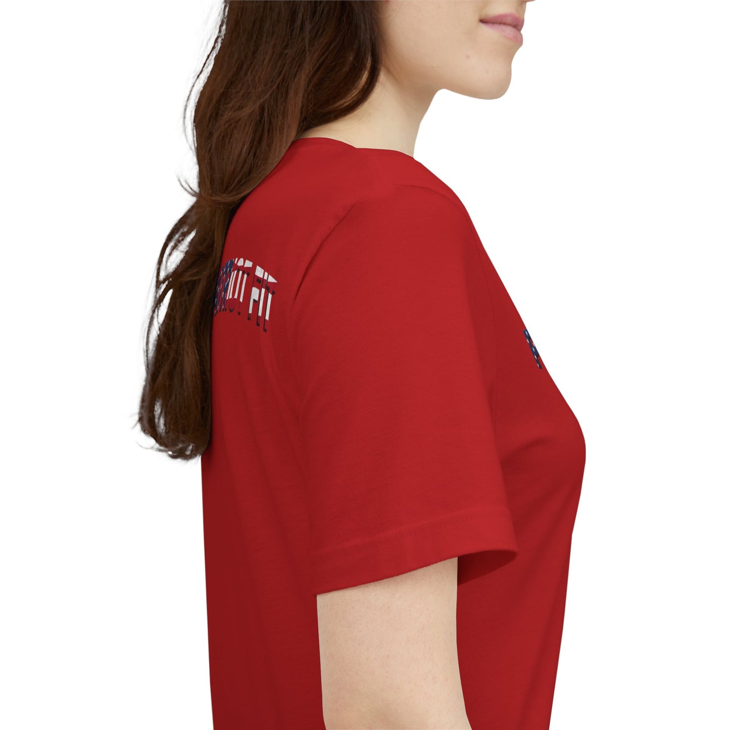 Patriot Fit T-Shirt — American Flag Text Athletic Tee
